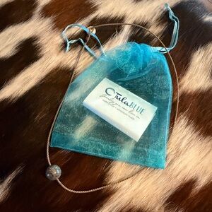 New Tula blue Blue casillica stone necklace with jewelry pouch